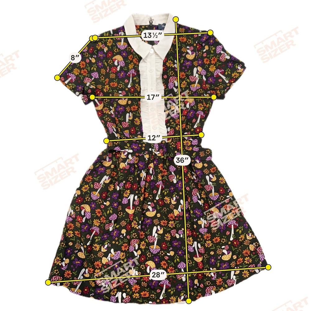 ModCloth Twee Mushroom Woodland Fairycore Dress Size 4 Literary Forest Flowers - Picture 3 of 8